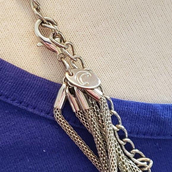 36" Silver Tone Layered Charming Charlie Necklace - Picture 3 of 5